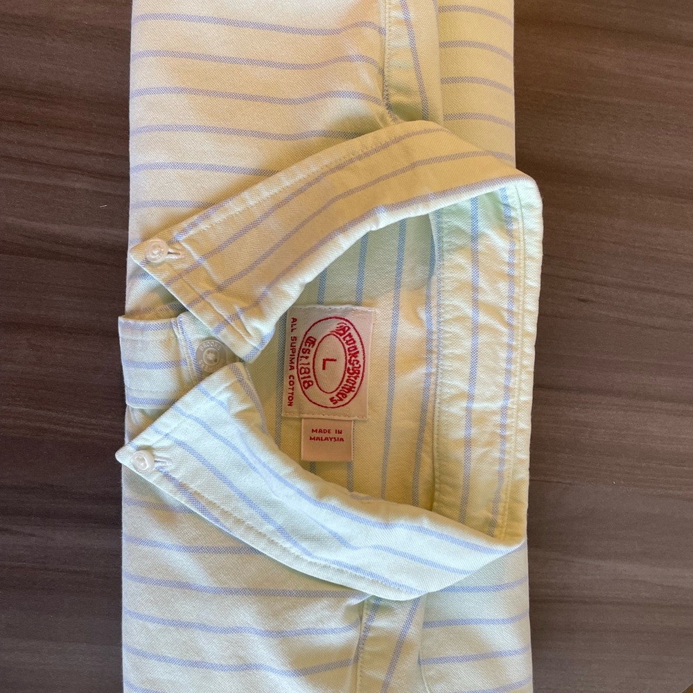 Brooks Brother Red Fleece Oxford button down striped large - Picture 4 of 5